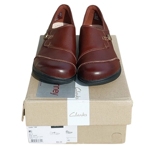 Clarks Collection Slip-On Shoes Cheyn Misha NIB Dark Tan Size 9M - Picture 1 of 14